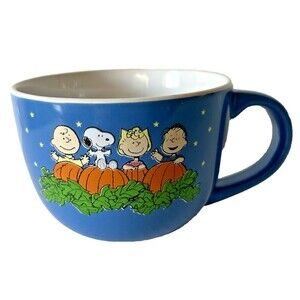 Peanuts Snoopy Happy Halloween Blue 24 oz Coffee Soup Mug 3 3/4 tall 5 wide 2021